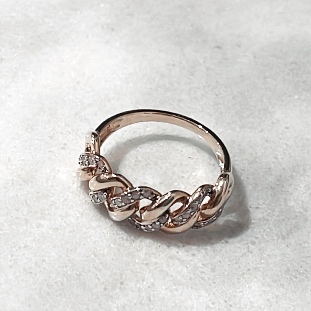 18k Gold Over Silver 1/4 Carat T.W. Diamond Link Ring